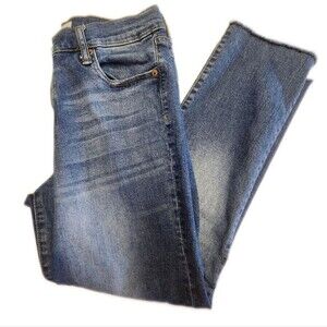 GAP 1969 Real Straight, 99% Cotton, Medium Blue Jeans, 8 Tall Raw Hem